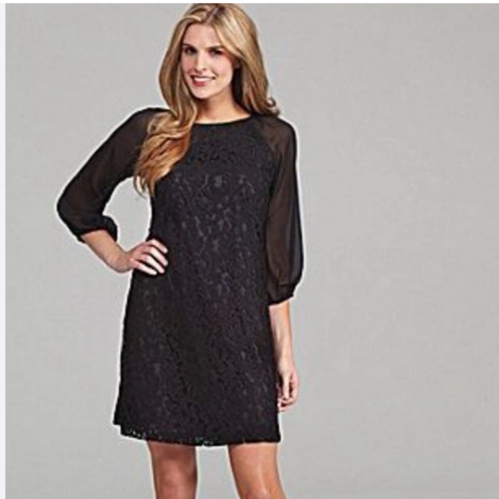 Elegant Black Lace Dress Adrianna Papell size 8